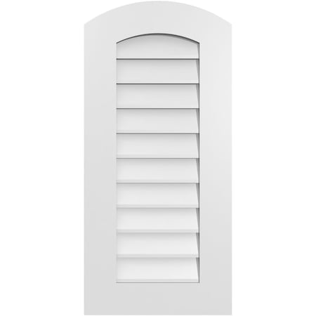 Ekena Millwork Arch Top Surface Mount PVC Gable Vent: Functional, w/ 3-1/2"W x 1"P Standard Frame, 16"W x 34"H GVPAR16X3401SF